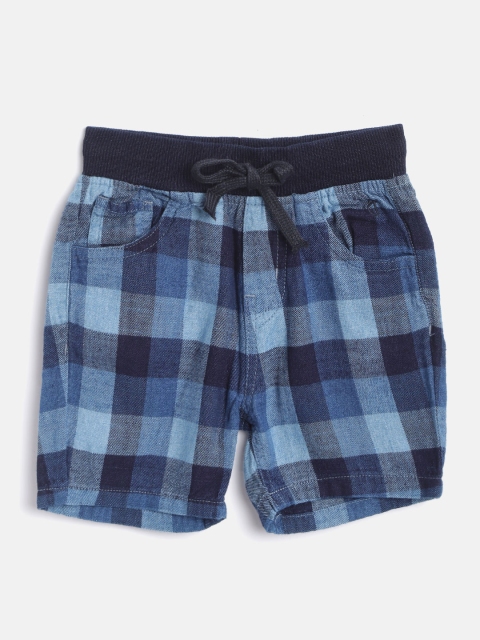 

Gini and Jony Infant Boys Blue Checked Regular Fit Pure Cotton Shorts