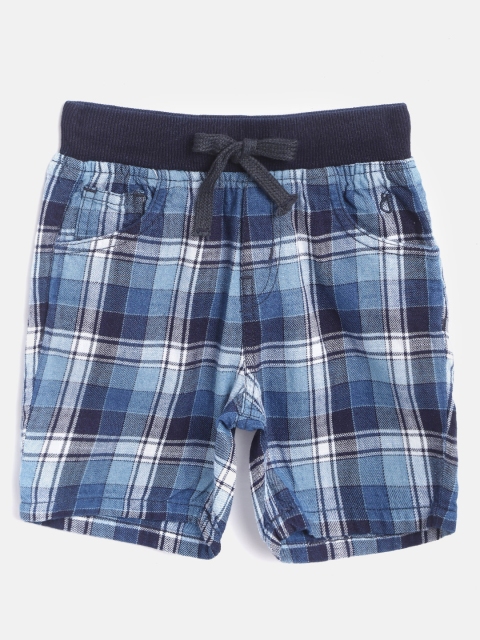 

Gini and Jony Infant Boys Blue & White Checked Regular Fit Pure Cotton Shorts