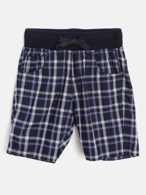 

Gini and Jony Boys Navy Blue & White Checked Shorts