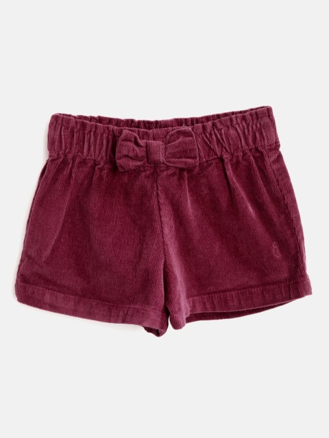 

Gini and Jony Girls Burgundy Solid Regular Fit Corduroy Shorts with Bow Detail