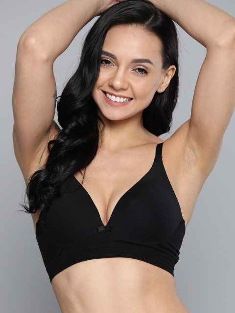 

Mast & Harbour Black Solid Non-Wired Heavily Padded Everyday Bra MNH-BRA-DRMS-100A