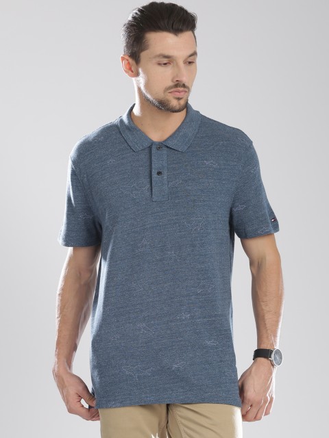 

Tommy Hilfiger Blue Melange Custom Fit Polo Pure Cotton T-shirt