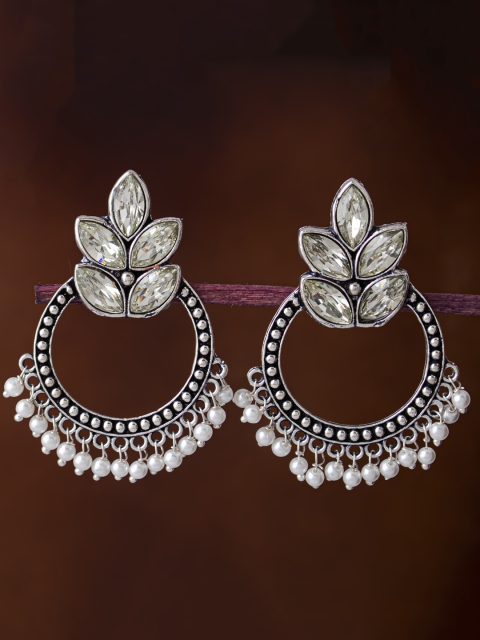 

Sukkhi Rhodium-Plated Silver-Toned Oxidised Classic Chandbalis