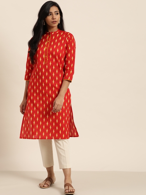 

Sangria Women Red & Yellow Printed Straight Kurta