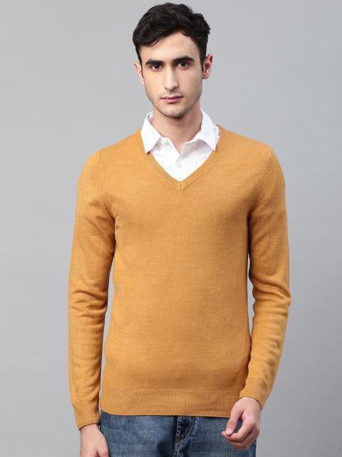 

Marks & Spencer Men Mustard Yellow Solid Pullover Sweater