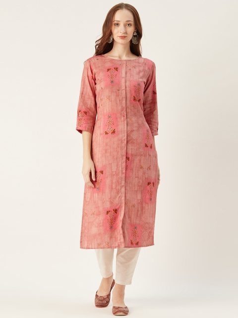 

shiloh Women Pink & Off-White Printed Kurta with Trousers