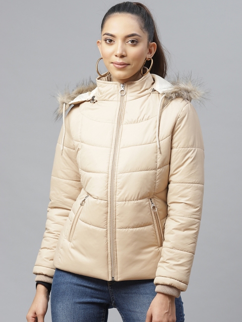 

Fort Collins Women Beige Solid Lightweight Hooded Parka Jacket