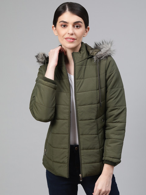

Fort Collins Women Olive Green Solid Lightweight Parka Jacket