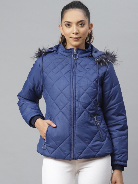 

Fort Collins Women Blue Solid Lightweight Hooded Parka Jacket