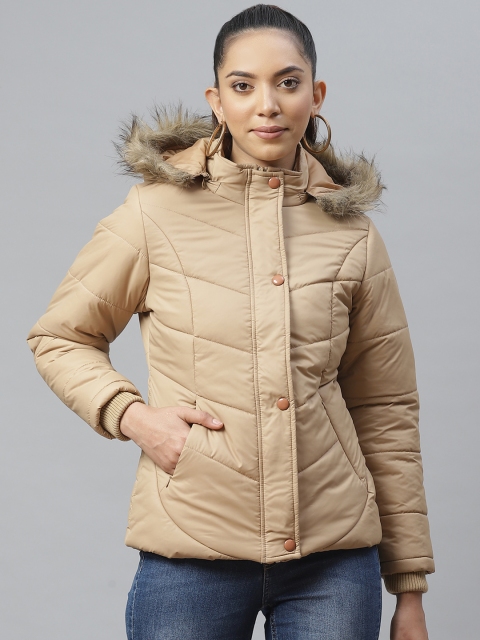 

Fort Collins Women Beige Solid Lightweight Hooded Parka Jacket