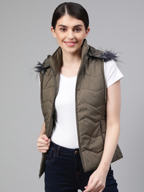 

Fort Collins Women Olive Green Solid Lightweight Parka Jacket