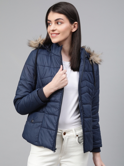 

Fort Collins Women Navy Blue Solid Lightweight Parka Jacket