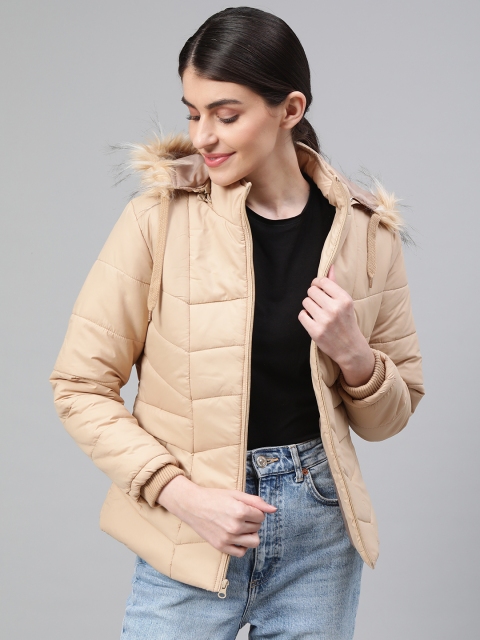 

Fort Collins Women Beige Solid Lightweight Detachable Hooded Parka Jacket