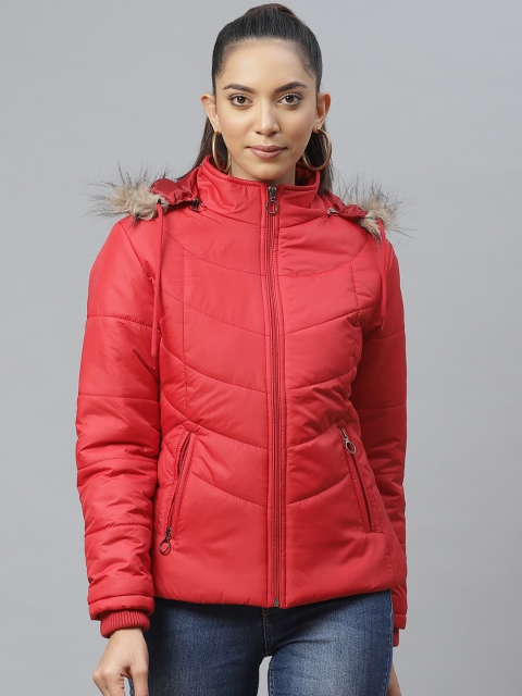 

Fort Collins Women Red Solid Lightweight Hooded Parka Jacket