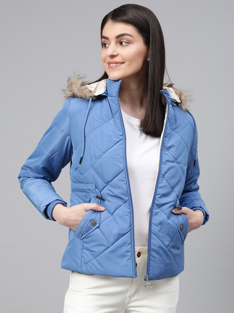 

Fort Collins Women Blue Solid Lightweight Parka Jacket