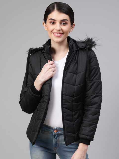 

Fort Collins Women Black Solid Lightweight Parka Jacket with Detachable Hood