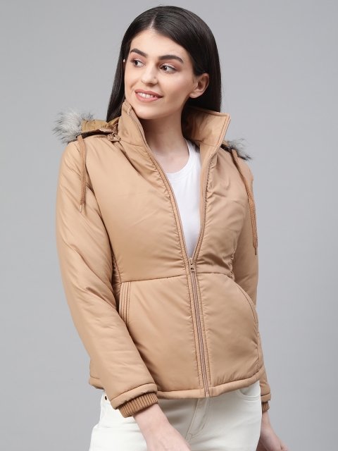 

Fort Collins Women Beige Solid Hooded Parka Jacket