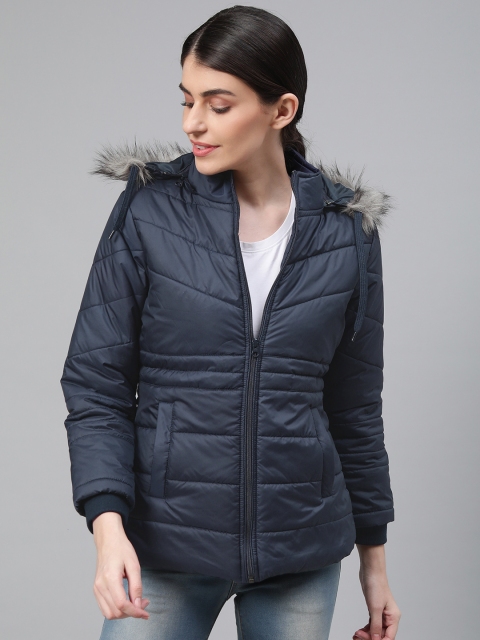 

Fort Collins Women Navy Blue Solid Lightweight Parka Jacket