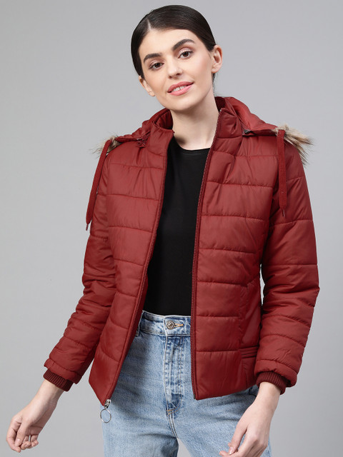 

Fort Collins Women Maroon Solid Lightweight Parka Jacket