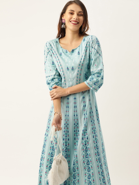 

Varanga Women Blue & White Printed A-Line Kurta