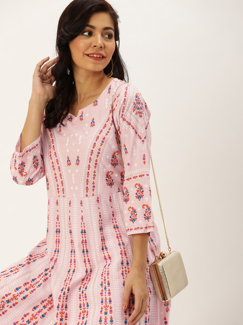 

Varanga Women Pink & White Printed Anarkali Kurta