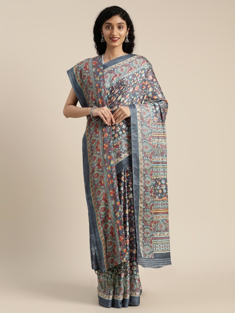 

VASTRANAND Navy Blue Woven Design Pashmina Saree