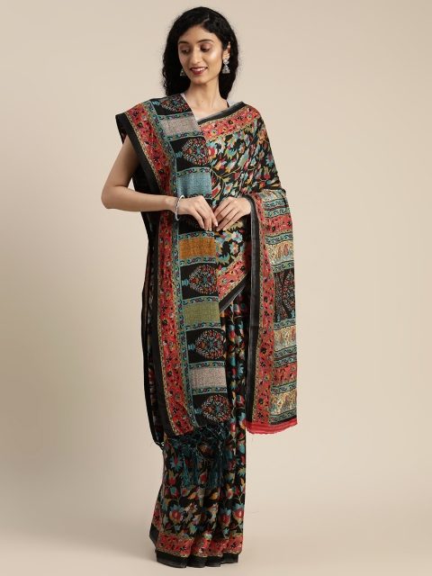 

VASTRANAND Black & Red Pashmina Woven Design Saree