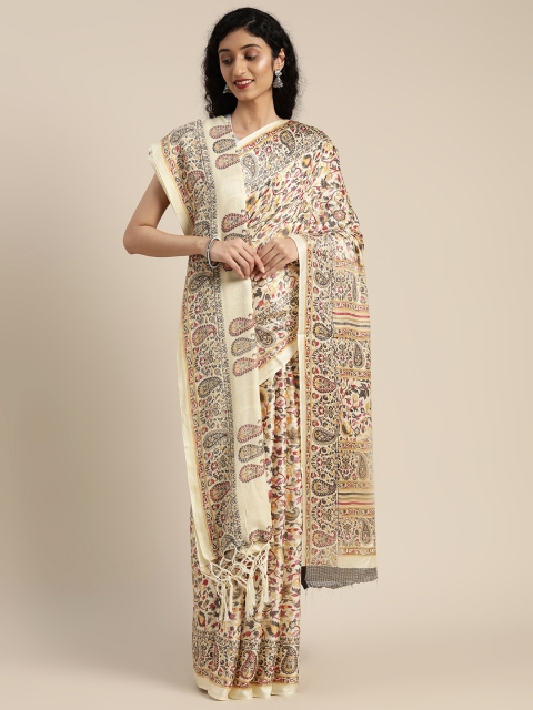 

VASTRANAND Off-White & Beige Pashmina Woven Design Saree