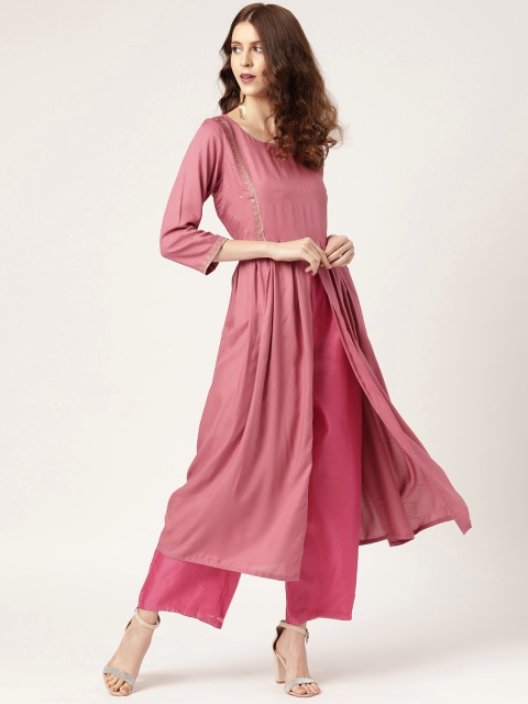 

Shae by SASSAFRAS Women Pink Solid A-Line Kurta