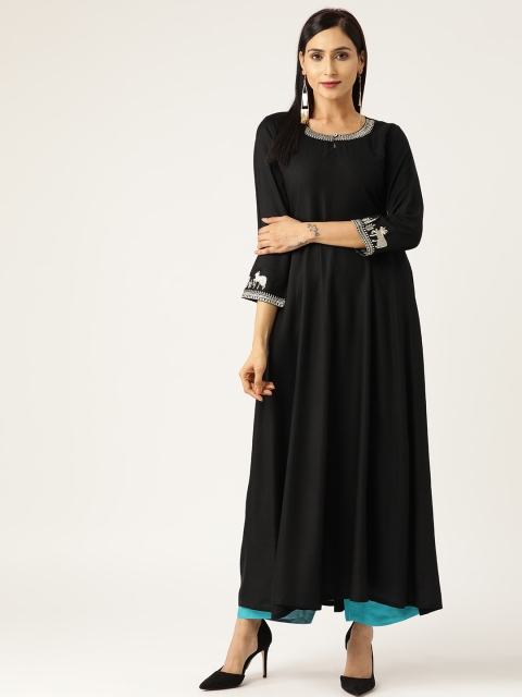 

Shae by SASSAFRAS Women Black Solid Anarkali Kurta