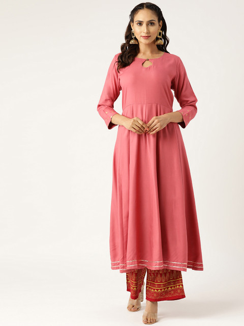 

Shae by SASSAFRAS Women Pink Solid Anarkali Kurta