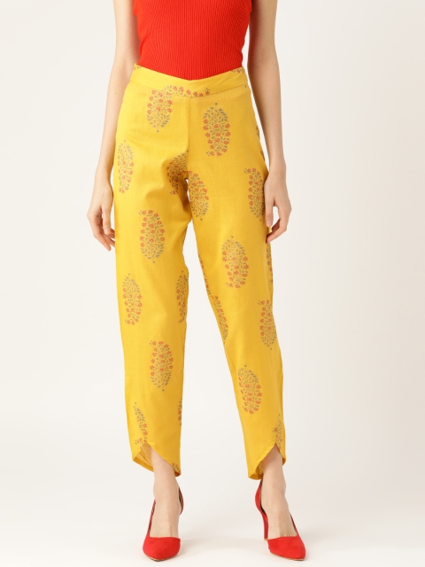 

Shae by SASSAFRAS Women Mustard Yellow & Red Regular Fit Paisley Print Trousers