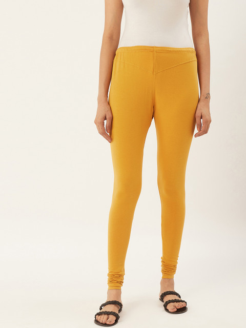 

RANGMAYEE Women Mustard Yellow Solid Churidar Leggings
