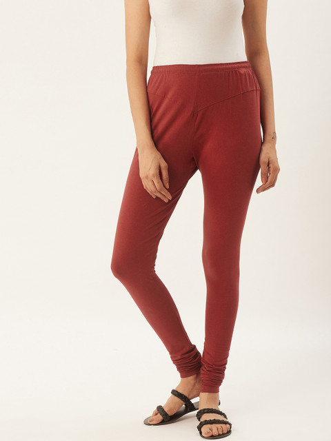 

RANGMAYEE Women Maroon Solid Churidar Leggings