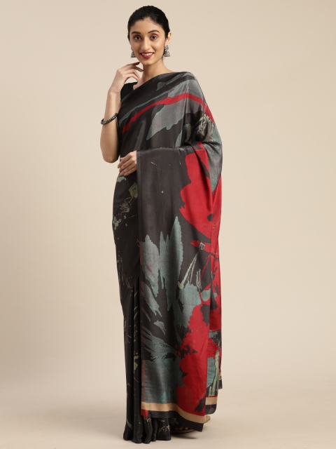 

Mitera Black & Red Pure Crepe Printed Saree