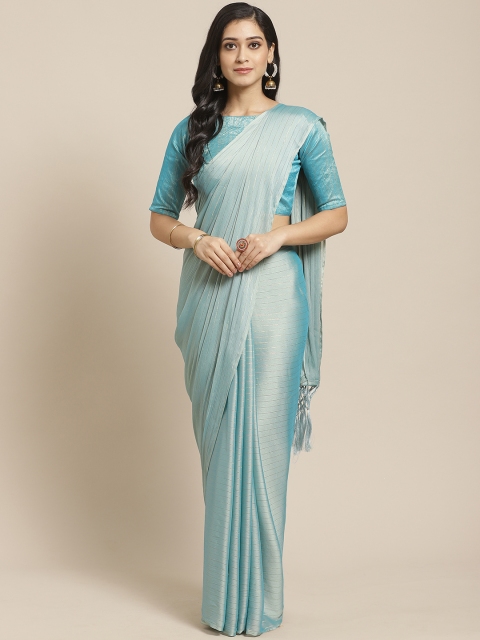 

Saree mall Blue & Golden Striped Saree