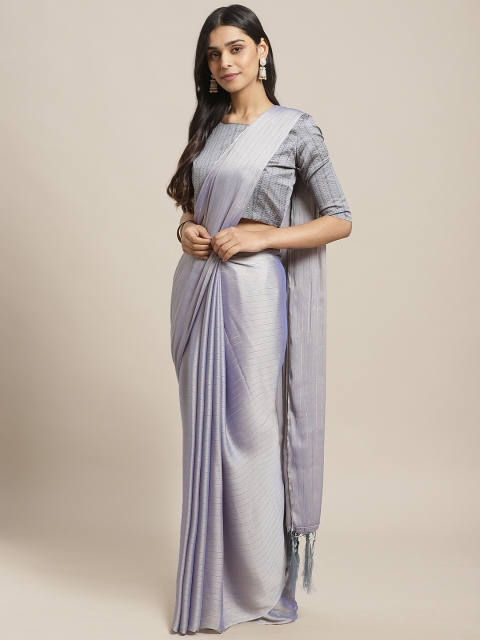 

Saree mall Grey & Golden Striped Saree