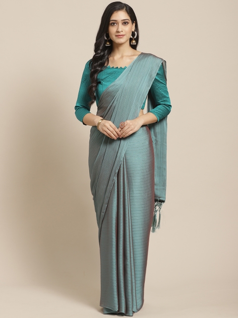 

Saree mall Teal Green Striped Saree