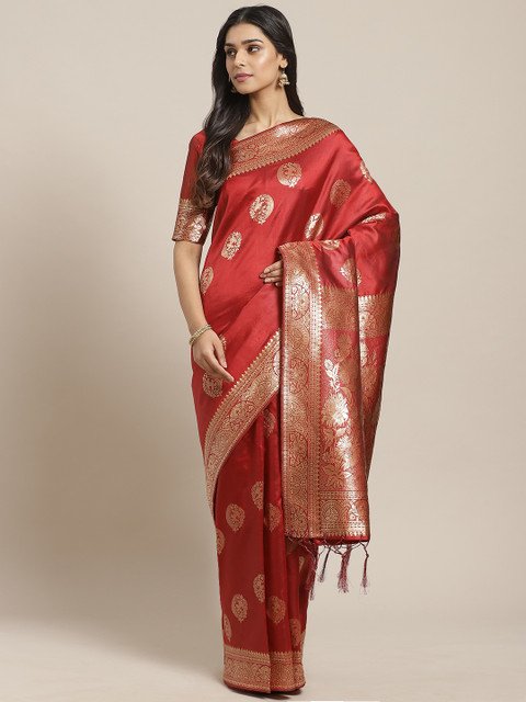 

Saree mall Maroon & Golden Woven Design Banarasi Saree