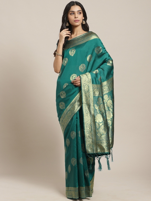 

Saree mall Green & Golden Woven Design Banarasi Saree