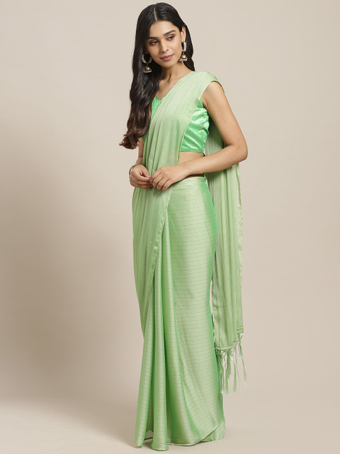 

Saree mall Sea Green & Silver-Toned Woven Design Saree