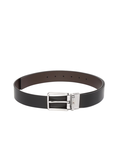 

Tommy Hilfiger Men Black & Coffee Brown Textured Reversible Leather Belt