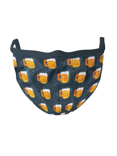 

Soxytoes Unisex Navy Blue & Yellow Printed Cotton Knitted Washable 4-Ply Outdoor Mask