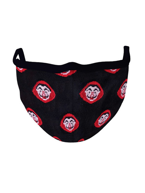 

Soxytoes Unisex Black Printed 4-Ply Anti-Pollution Cotton Knitted Washable Cloth Masks