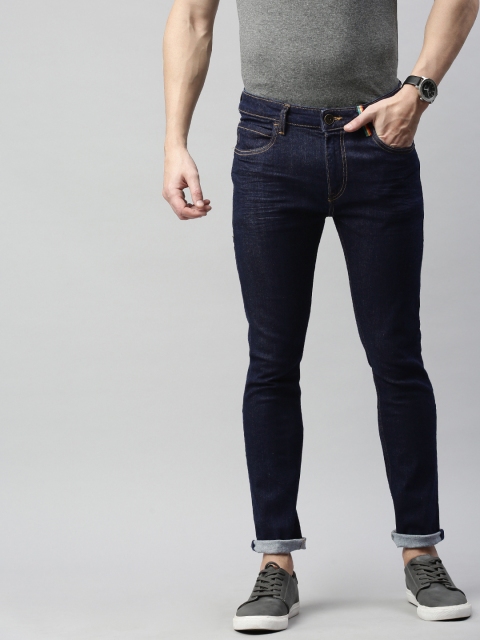 

Mast & Harbour Men Navy Blue Skinny Fit Mid-Rise Clean Look Stretchable Jeans