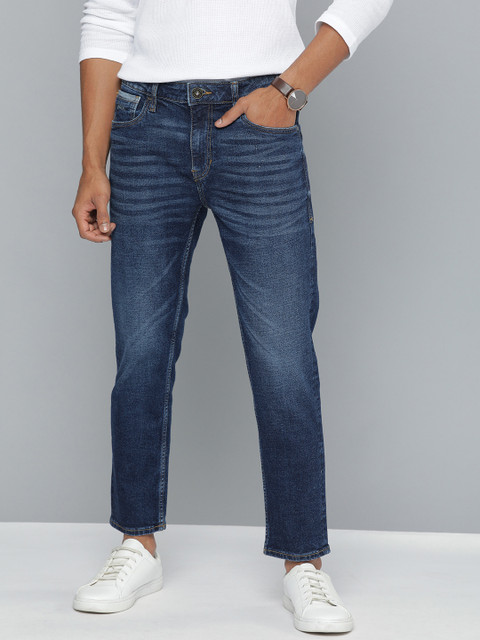 

Mast & Harbour Men Blue Cropped Slim Tapered Fit Mid-Rise Clean Look Stretchable Jeans