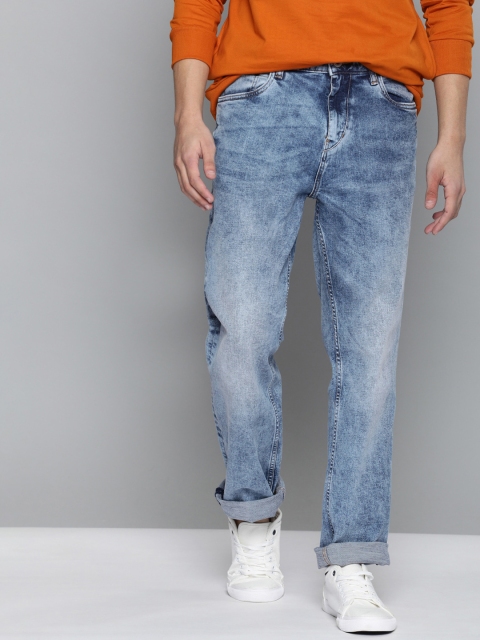 

Mast & Harbour Men Blue Straight Fit Mid-Rise Clean Look Stretchable Jeans