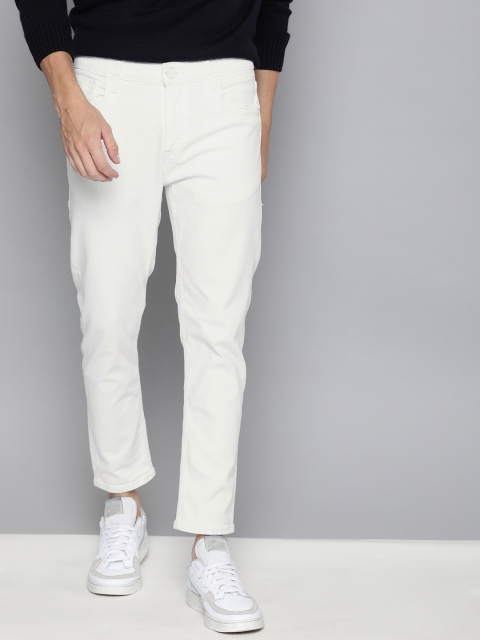 

Mast & Harbour Men White Slim Tapered Fit Mid-Rise Clean Look Stretchable Cropped Jeans