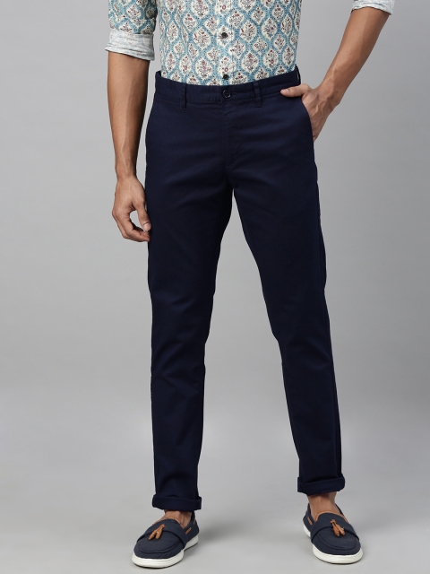 

U.S. Polo Assn. Men Navy Blue Austin Trim Fit Solid Regular Trousers