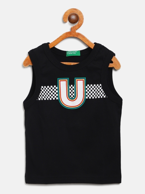 

United Colors of Benetton Boys Black & White Typography Print Round Neck T-shirt